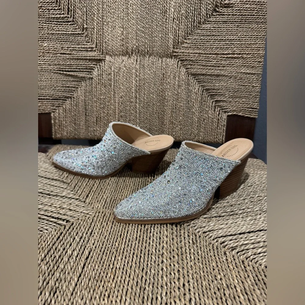 A Rider Girl Silver Rhinestone Mules
Excellent condition - Picture 2 of 7